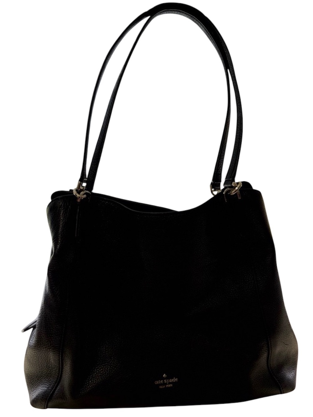 KATE SPADE BLACK PEBBLED LEATHER DOUBLE HANDLE SHOULDER TOTE